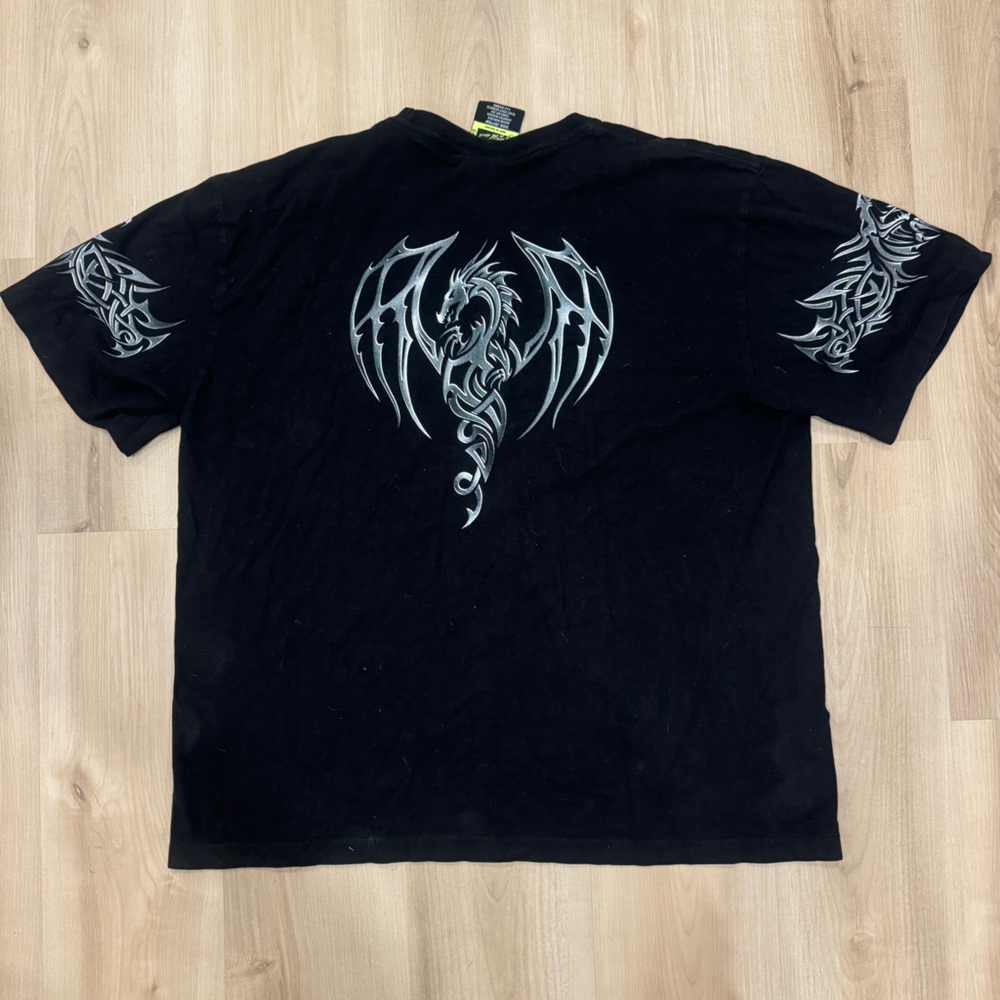 Men’s 2XL Tshirt Rock Eagle Glow in the Dark Celtic Motif Skull Dragons & sword - Picture 2 of 6